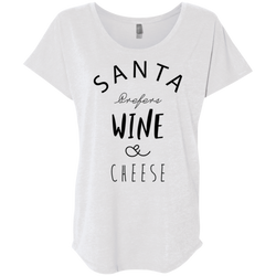 Santa Prefers Wine & Cheese - Women's Dolman Sleeve Tee