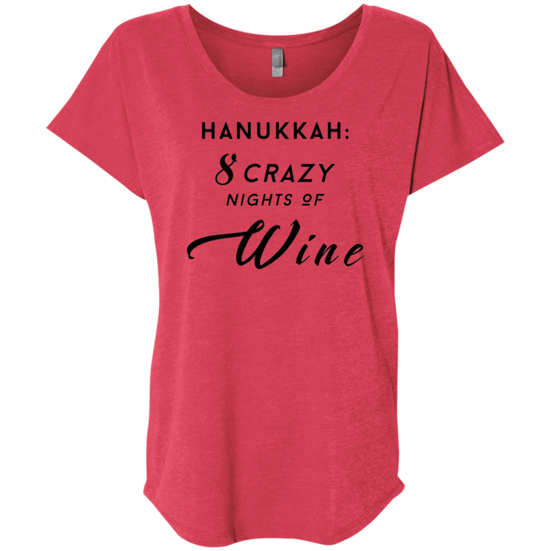 Hanukkah: 8 Crazy Nights of Wine - Women's Dolman Sleeve Tee