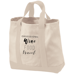 Bags - Obsessions: Wine Food Travel - Embroidered Shopping Tote