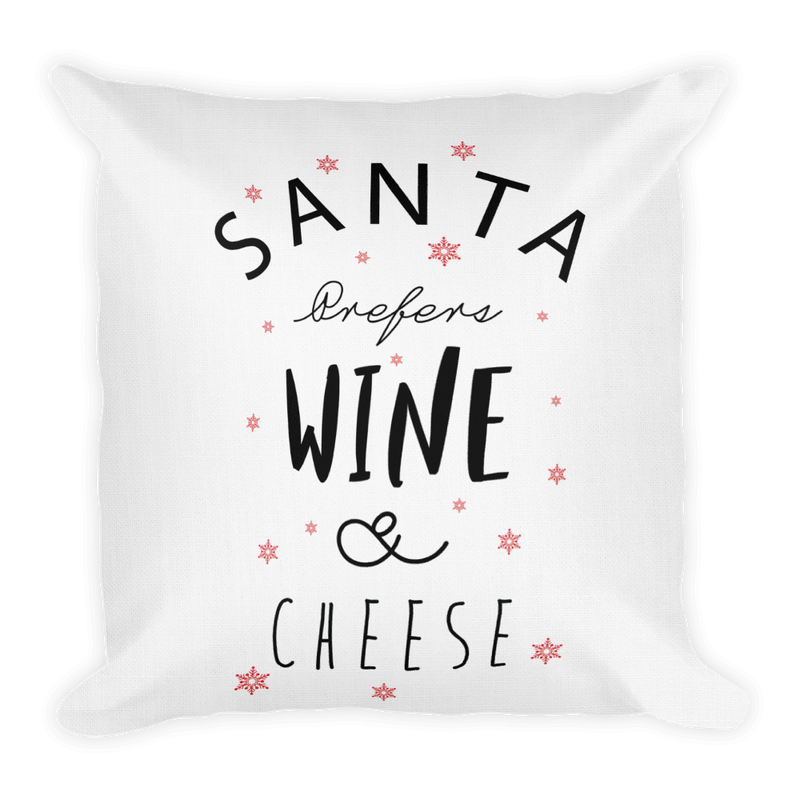 Santa Prefers Wine & Cheese - 18 x 18 inch Pillow