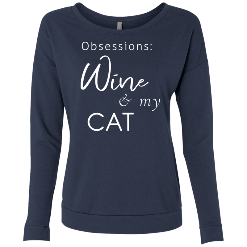 Sweatshirts - Obsessions: Wine & My Cat - Terry Scoop Sweater