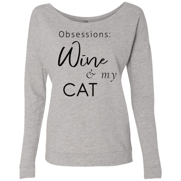Sweatshirts - Obsessions: Wine & My Cat - Terry Scoop Sweater