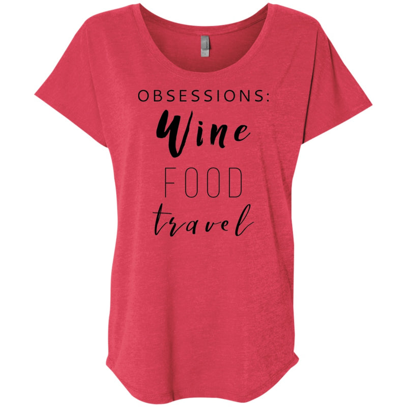 T-Shirts - Obsessions Wine Food Travel - Women's Dolman Sleeve Tee